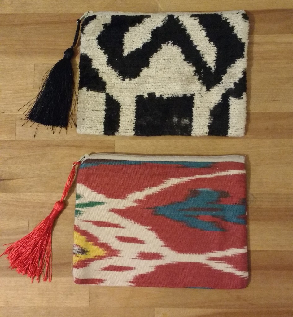 ikat velvet zipper pouch and silk ikat zipper pouch loom art life